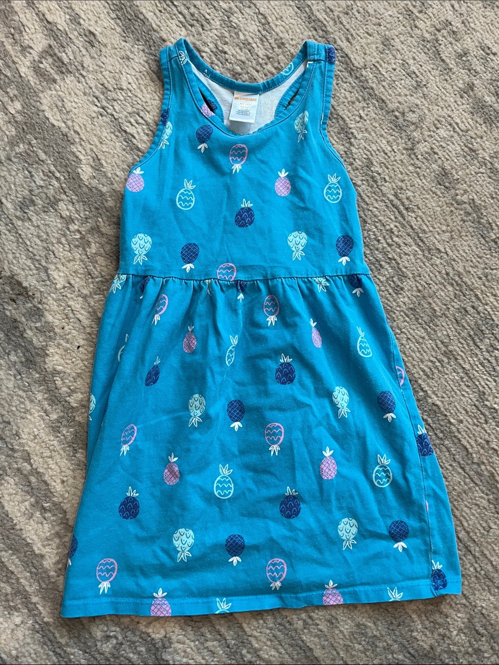 Gymboree Sleeveless Pineapple Print Dress in Turquoise
